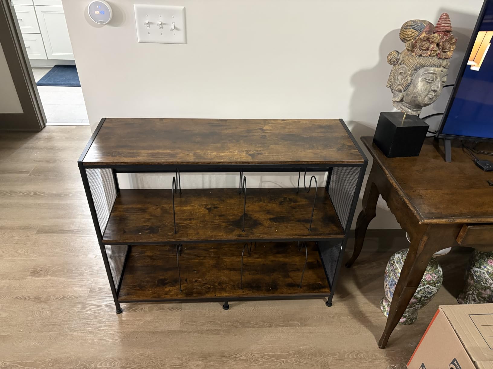 3-Tier Vinyl Record Storage: Vintage Player Table with Spacious Storage - Up to 450 Records, Turntable Stand with Adjustable Dividers, Extra Top Surface for Audio Equipment, Perfect for Living Room customer photo 2