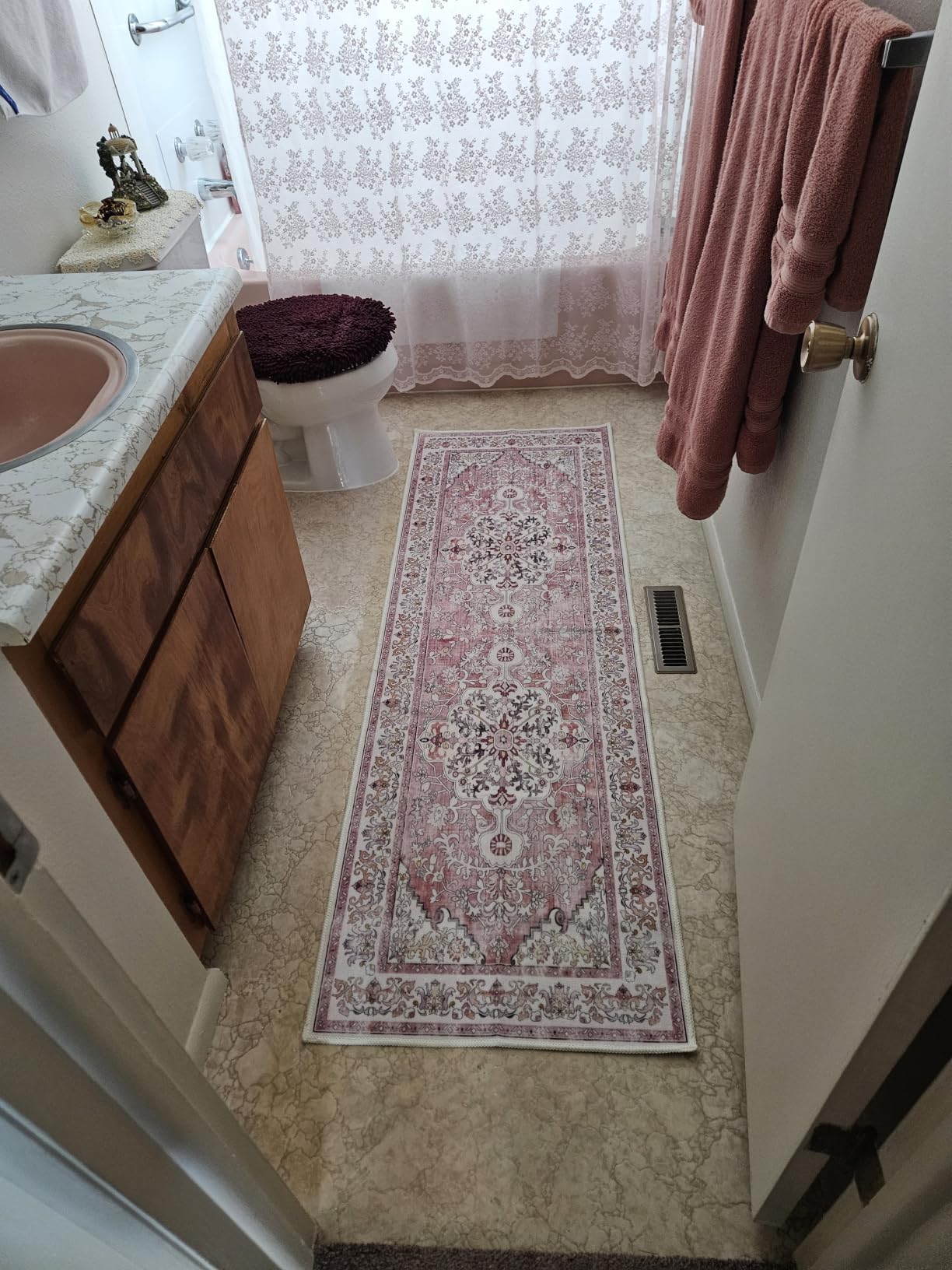 U'Artlines Boho Vintage Area Rug 5x7 Machine Washable Carpet, Rust&Teal customer photo 1