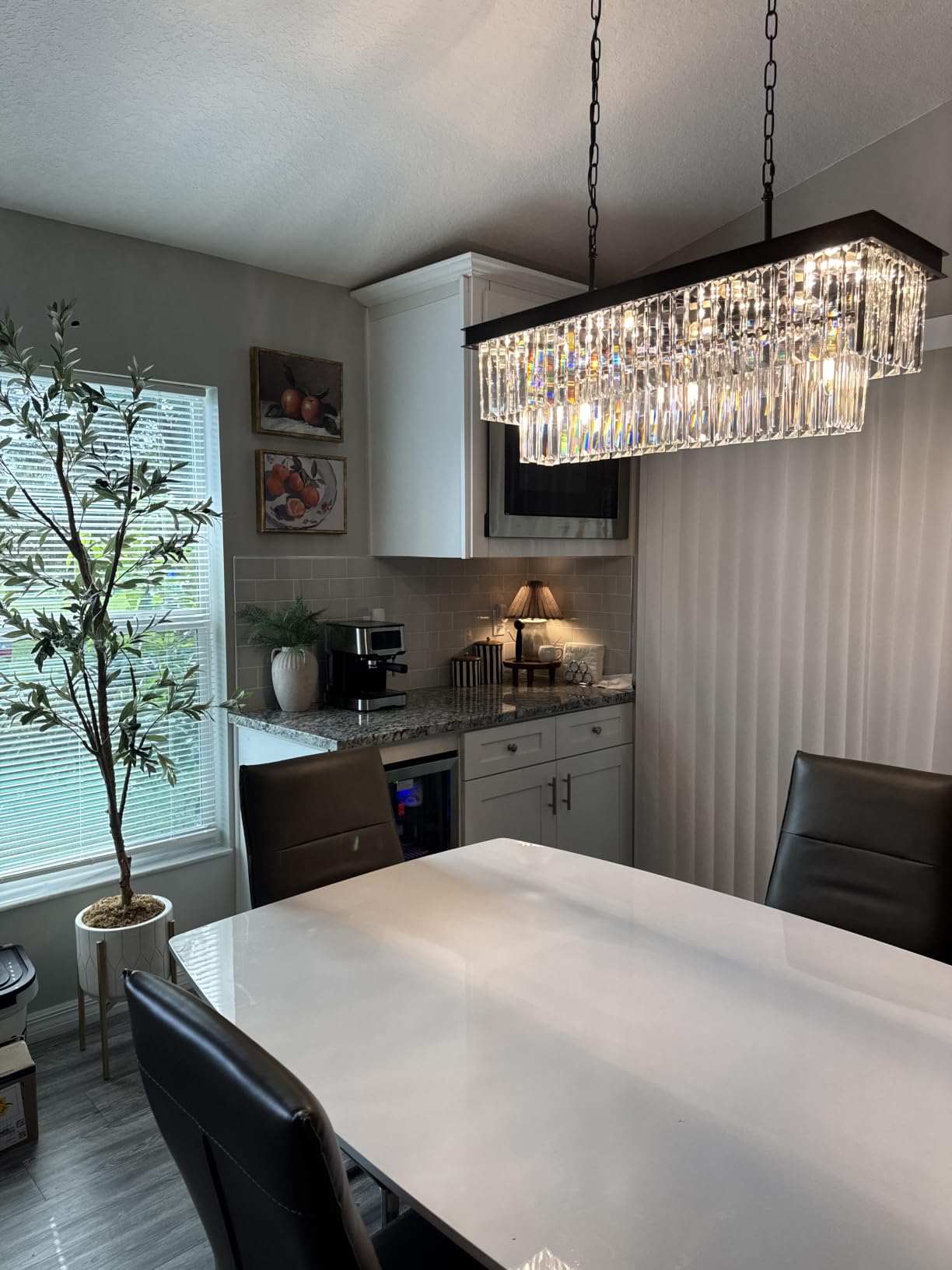 Weesalife Black Crystal Chandeliers for Dining Room,15-Lights L40 Inch customer photo 2
