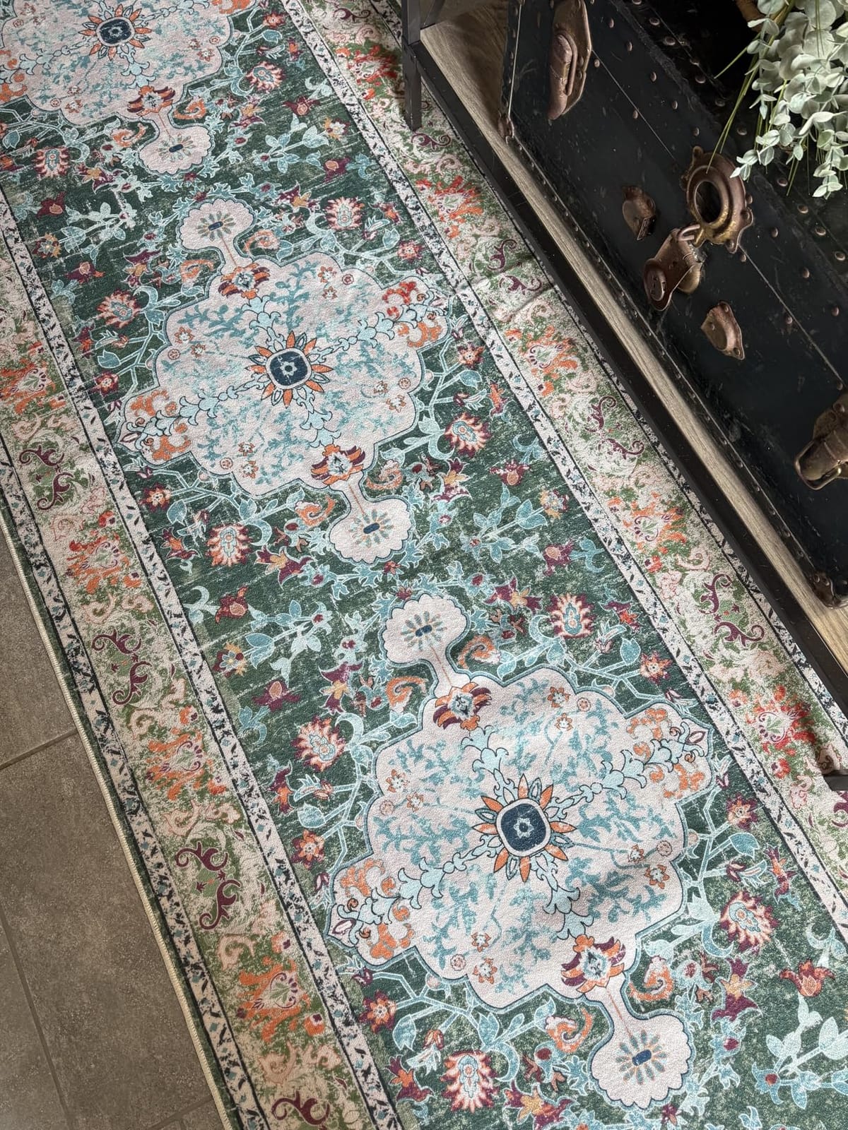 U'Artlines Boho Vintage Area Rug 5x7 Machine Washable Carpet,Orange/Multi customer photo 2