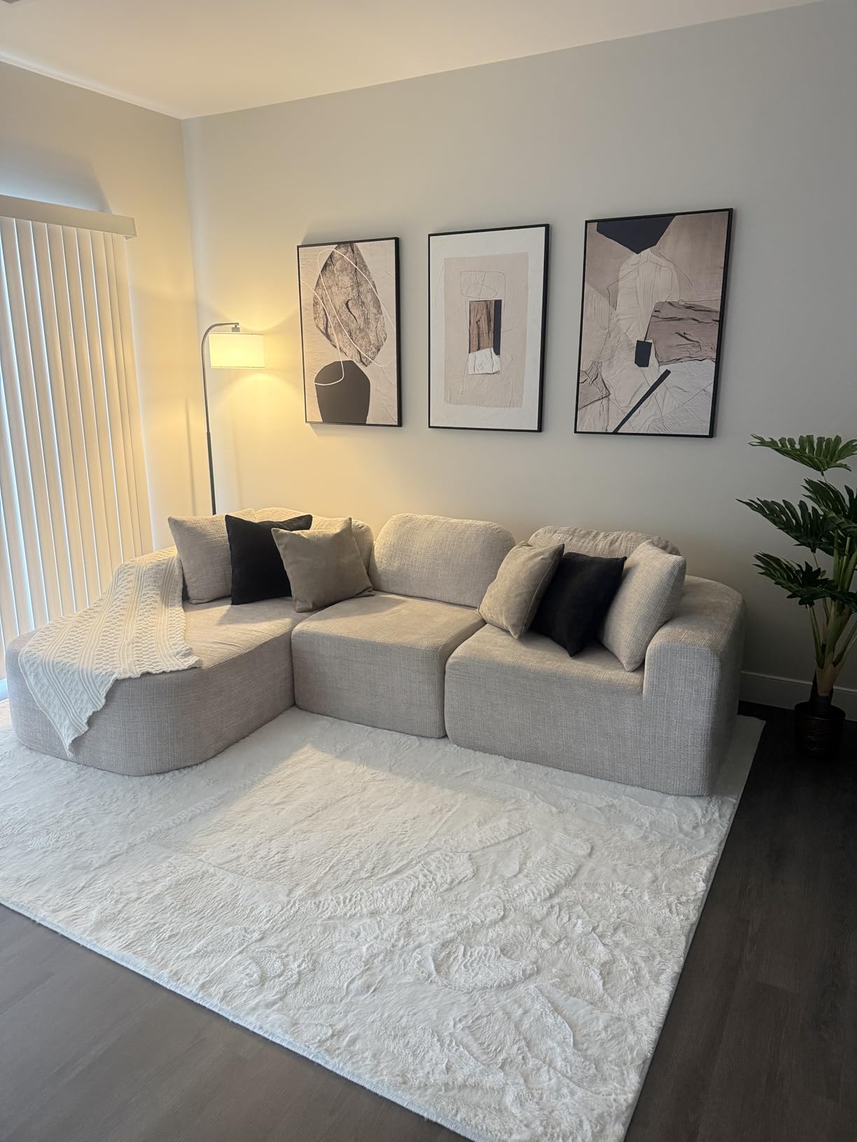 Large Framed Neutral Abstract Wall Art for Living Room,Set of 3, 24x36 In customer photo 2