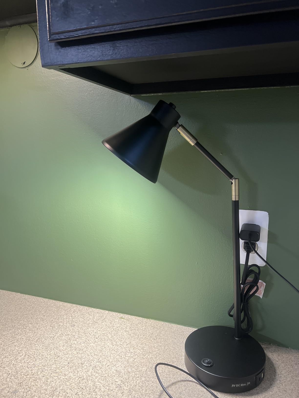 O'Bright Astrum - LED Desk Lamp with Dual USB Charging Ports, 100% Metal, 270 Degree Swivel Arms, Soft White Light (3000K), Bedside & Home Office Table Lamp, ETL Listed, Antique Brass Finish customer photo 2