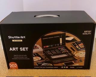 Shuttle Art Deluxe Gift Art Kit, 202-Piece Wooden Art Supplies Set with 4 Drawing Pads, Canvases, Coloring Sheets, Acrylic Paint, Crayons, Oil Pastels, Colored Pencils for Kids customer photo 1