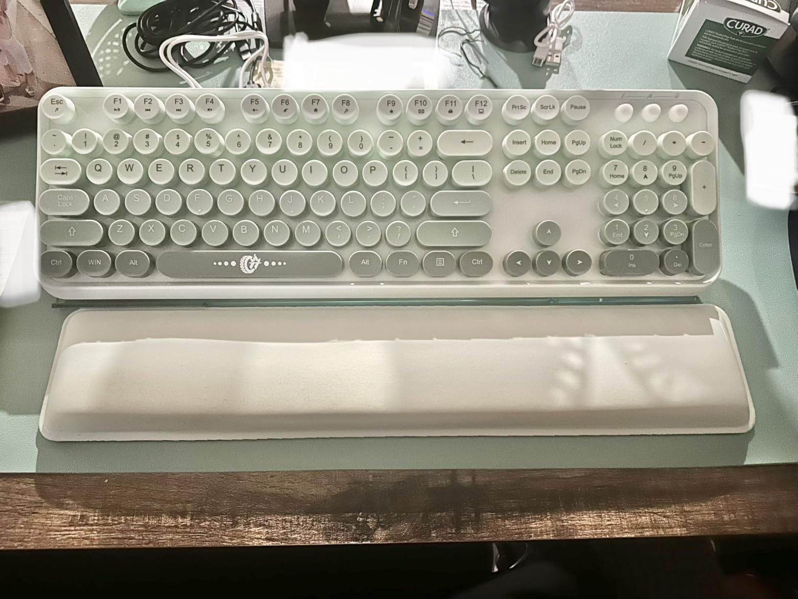 Sage Green Wireless Keyboard and Mouse Combo,Cute Round Keys,for PC Laptop customer photo 1