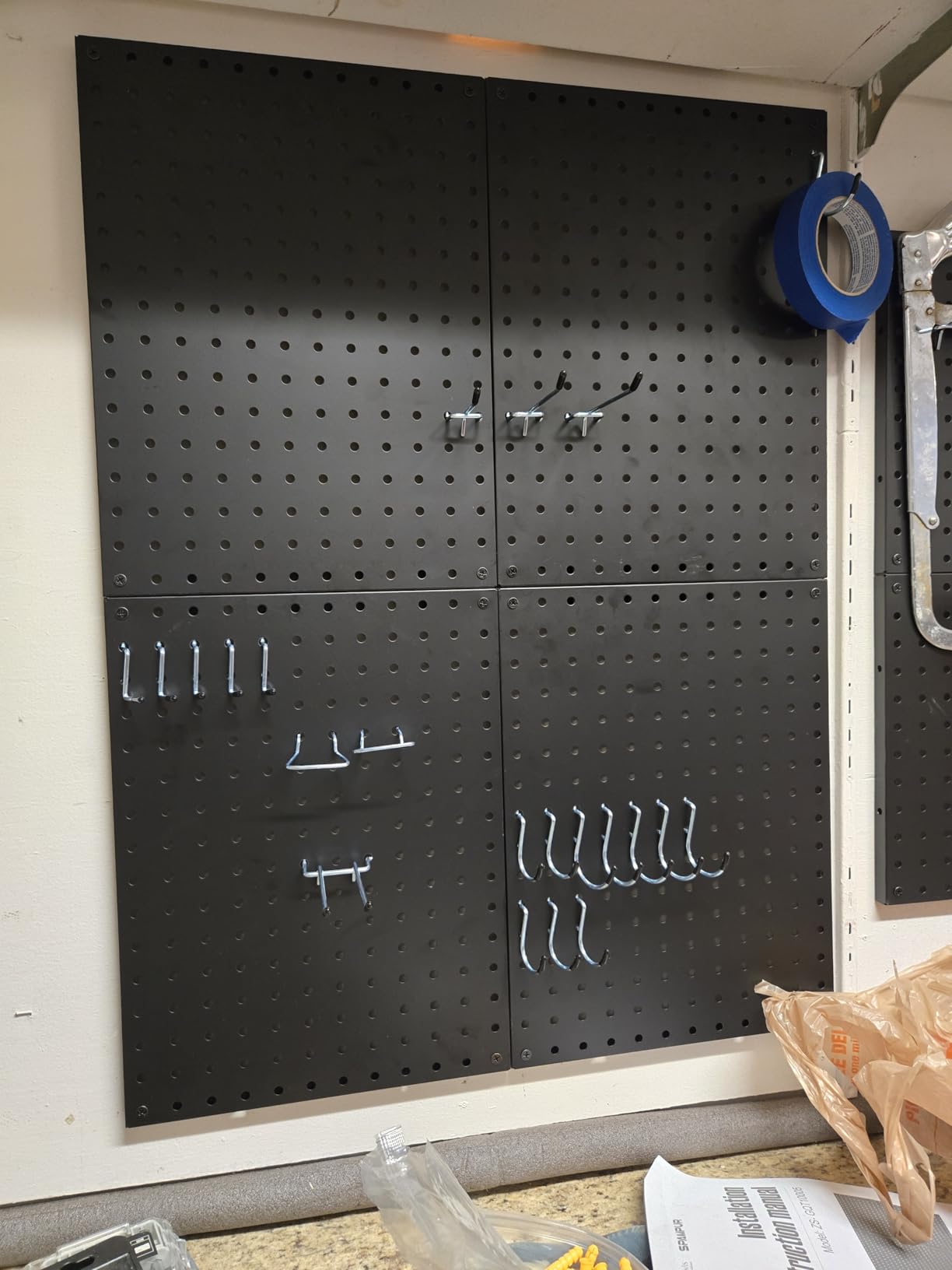 Spampur Peg Board, 4 Pack Metal Black Pegboard Panels with 50 Hooks customer photo 2