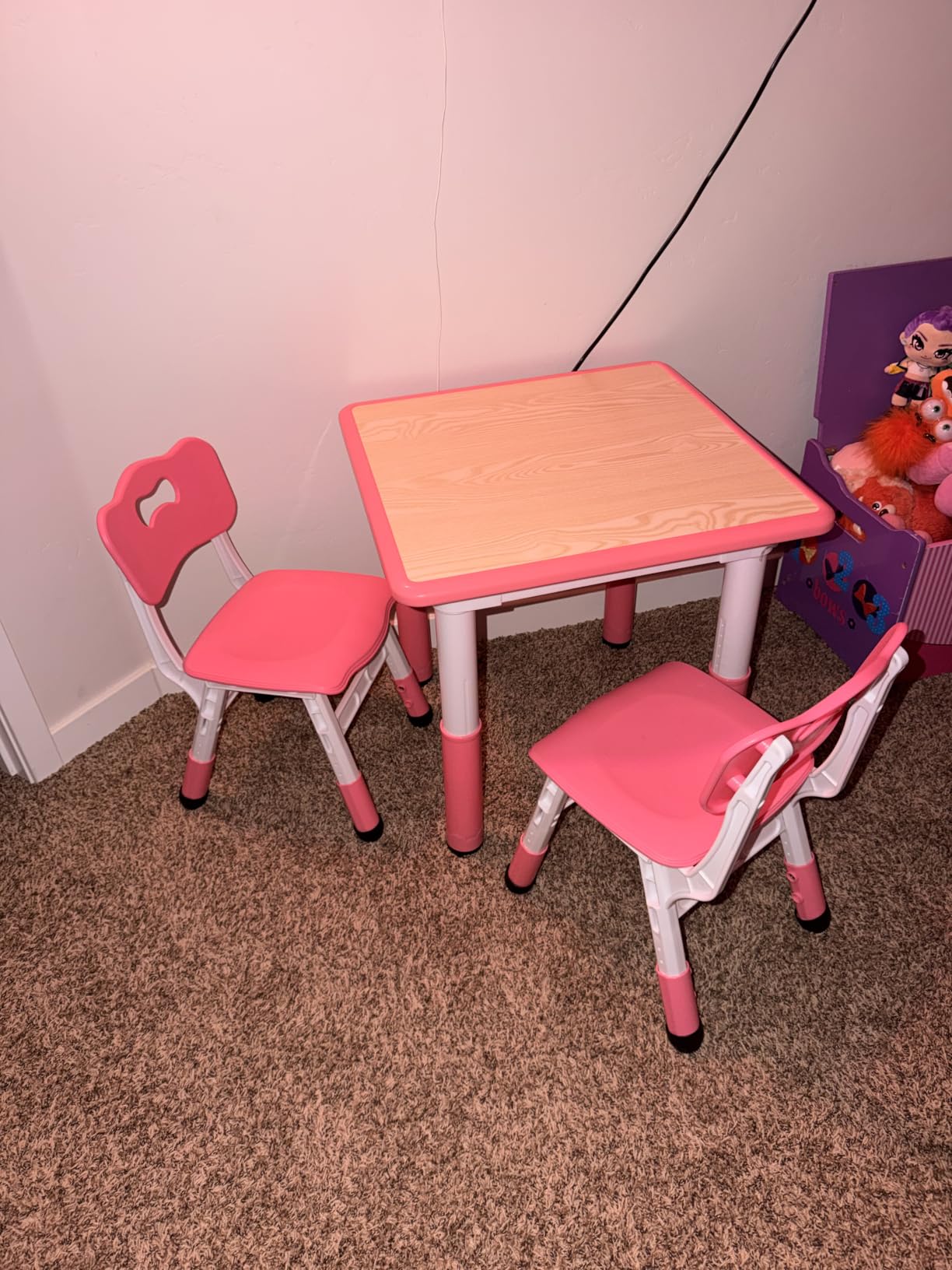 Brelley Height Adjustable Toddler Table and 2 Chairs Set, Beige customer photo 1