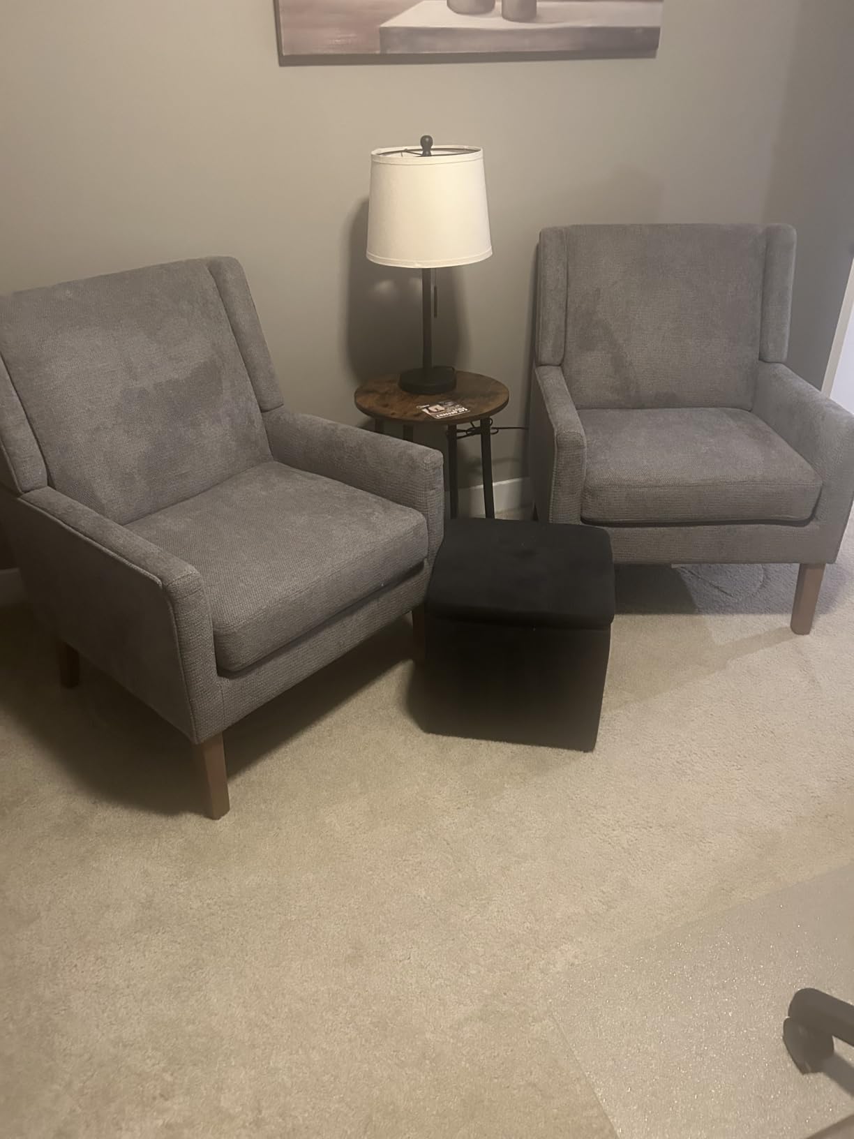 COLAMY Modern Wingback Living Room Chair, Upholstered Fabric Accent Armchair, Single Sofa Chair with Lounge Seat and Wood Legs for Office/Bedroom/Reading Spaces, Beige customer photo 2