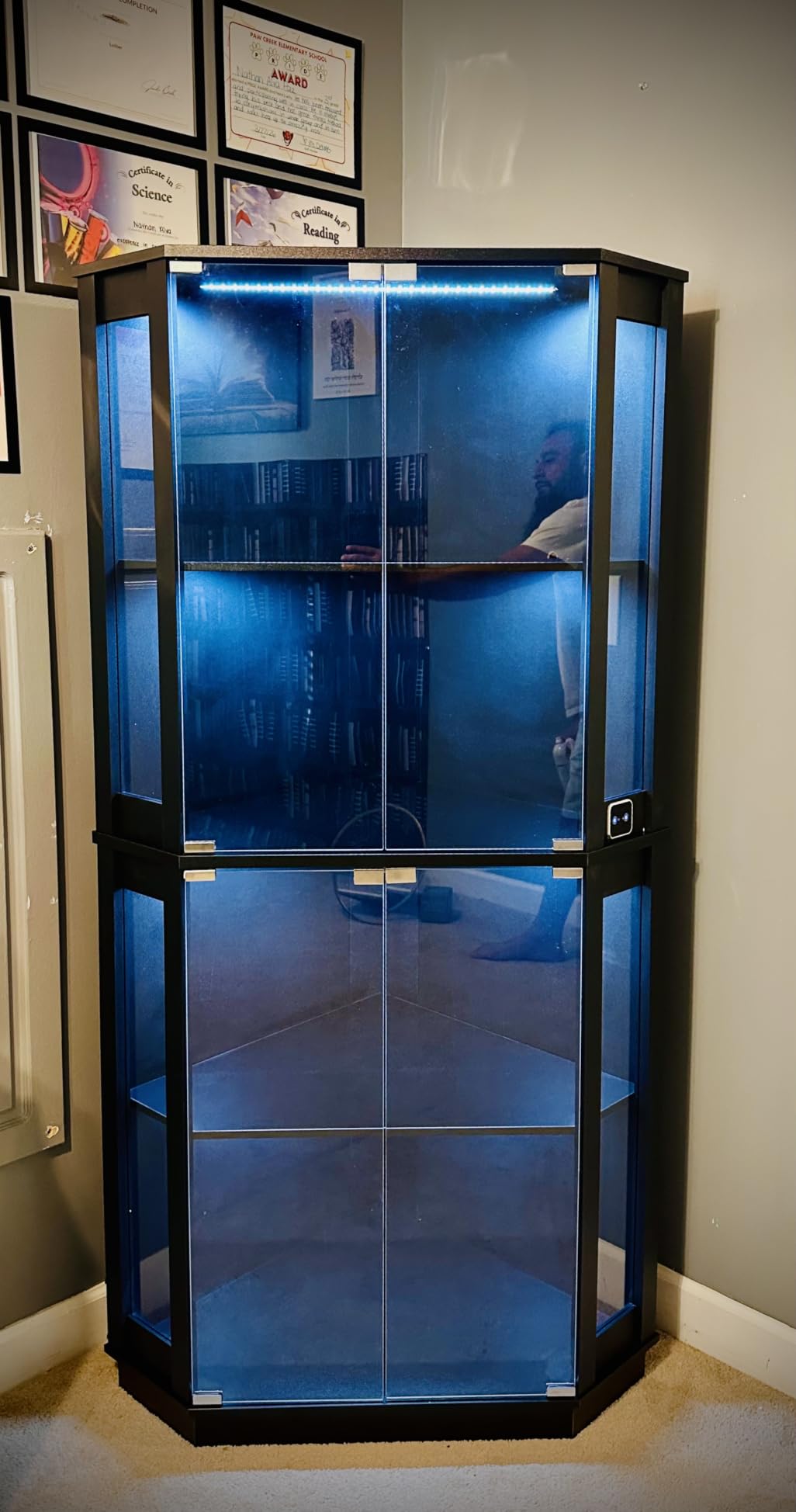 BROTTAR Lighted Corner Display Cabinet with Glass Doors for Collectibles customer photo 1