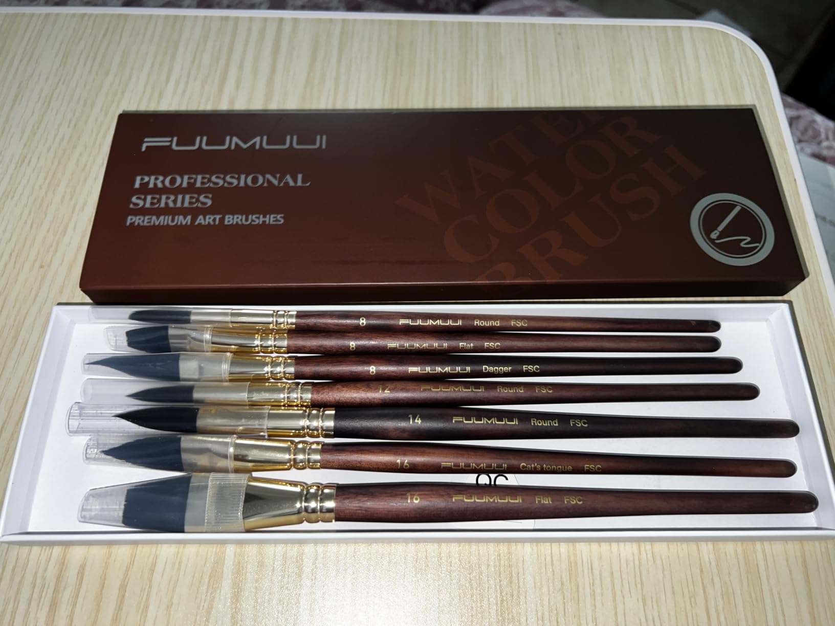 Watercolor Brushes Professional, Fuumuui 10Pcs Synthetic Squirrel Hair Water Color Paint Brush Set for Artists - Flat, Round Pointed, Dagger, Cats Tongue Oval Wash for Watercolor Gouache Inks Painting customer photo 1
