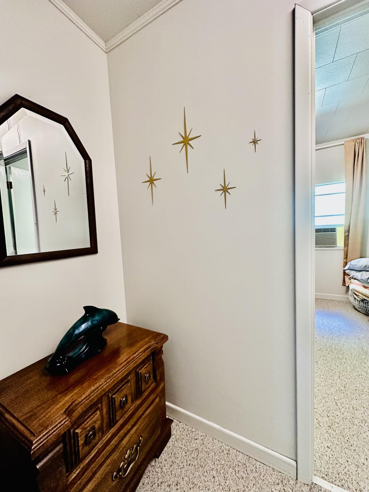 Blulu 4 Pcs Starburst Shaped Wall Decor Mid Century Modern Art,Retro customer photo 2