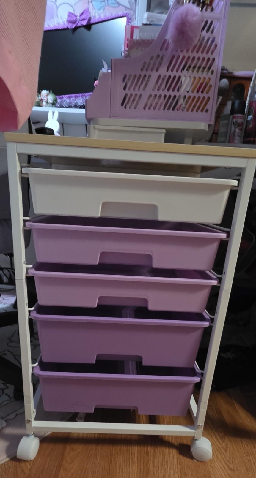 SYKIARIOL Rolling Cart with Drawers,5 Drawers Storage Cart,Light Green customer photo 1