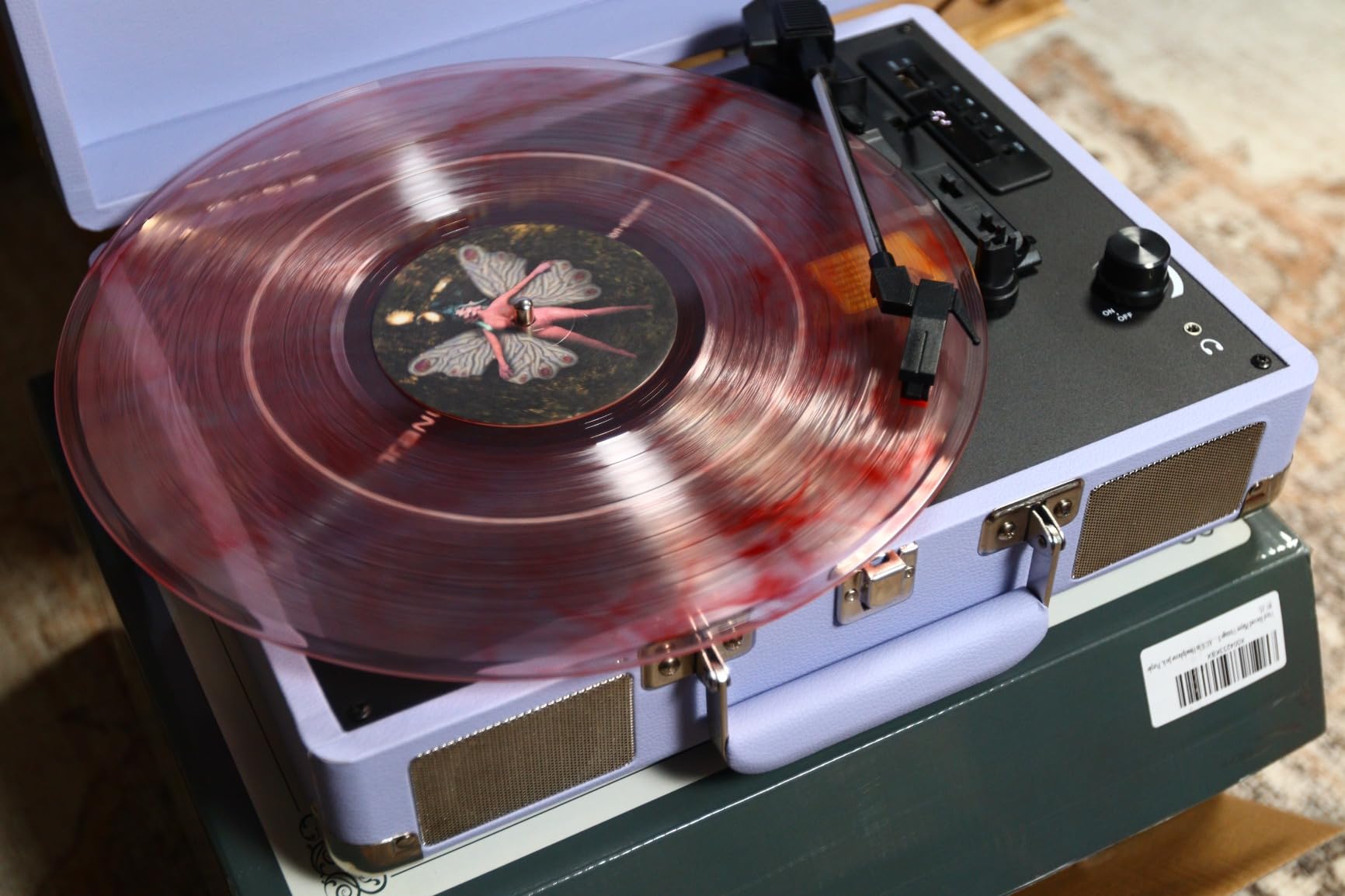 Vinyl Record Player Bluetooth Vintage 3-Speed Portable Suitcase Turntables with Built-in Speakers, Belt-Driven LP Player Support USB Recording AUX-in RCA Line Out Headphone Jack, Brown customer photo 2
