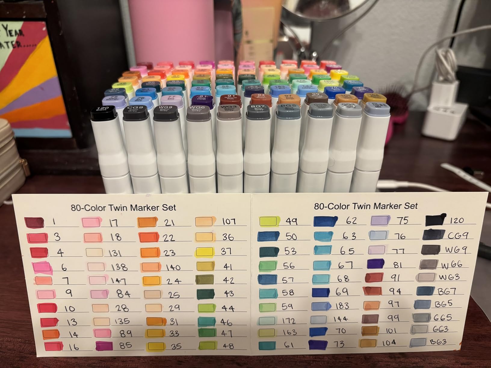 Reaeon Alcohol Art Markers, 80 Colors Fine & Chisel Dual Tip Marker Set, Permanent Art Markers for Adults Sketching Painting Drawing and Coloring(White Barrel) customer photo 1