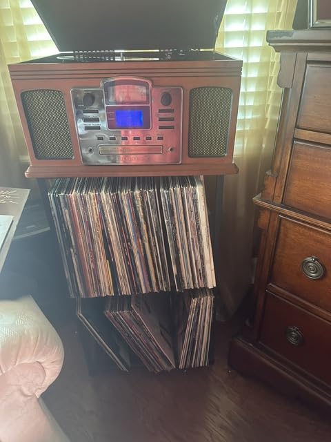 LOAKEKEL Record Player Stand, Turntable Stand with Vinyl Record Storage customer photo 2