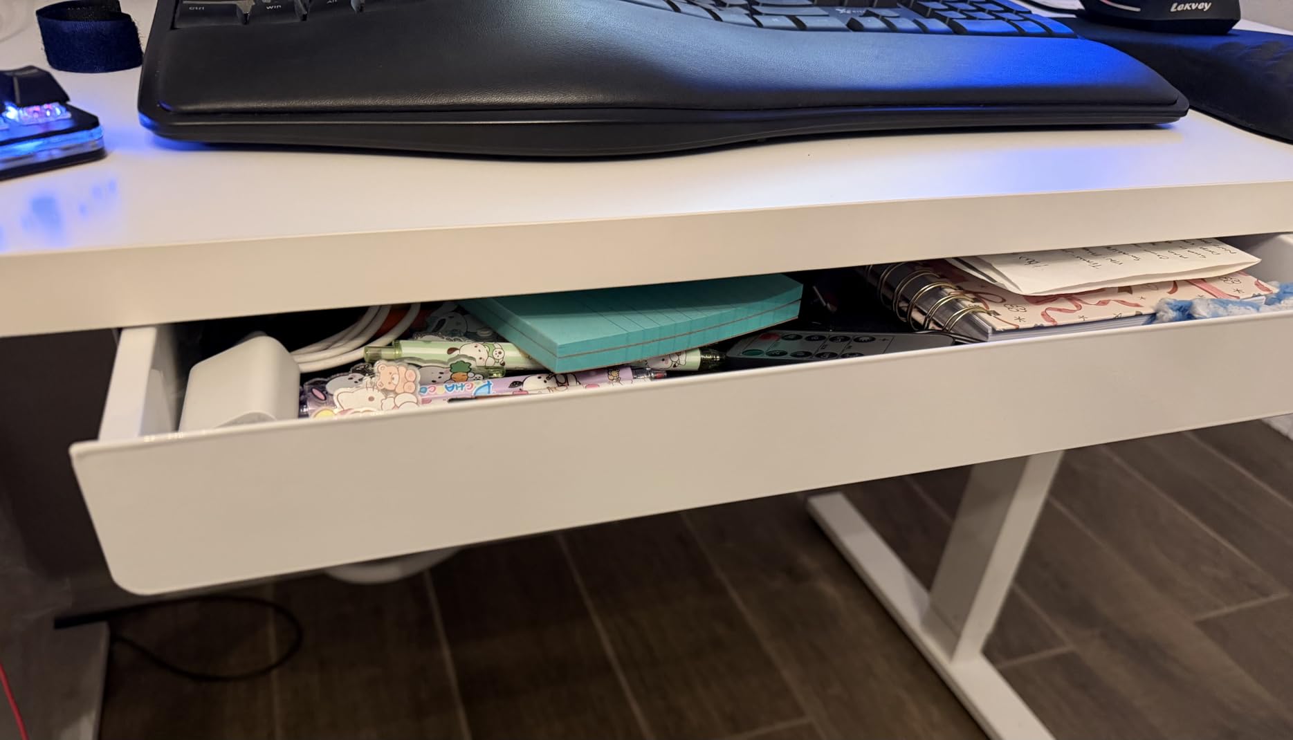 Under Desk Drawer,20.1 inch Carbon Steel Slide-Out Under Table Storage Organizer With Full Extension Ball-Bearing Slides,Undermount Drawer For Standing Desk & Home Office,Black customer photo 2