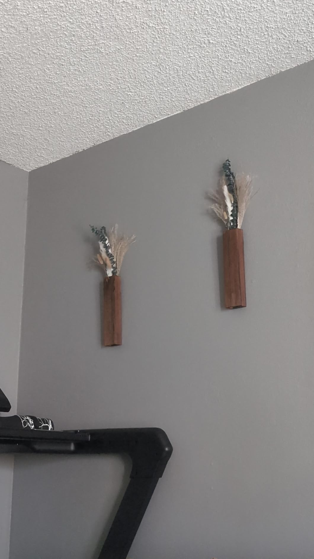 Set of 2 Wooden Vases with Pampas Grass and Eucalyptus – Boho Decor for Living Room, Modern Farmhouse Entryway or Bathroom, Rustic Art for Home Decoration customer photo 1