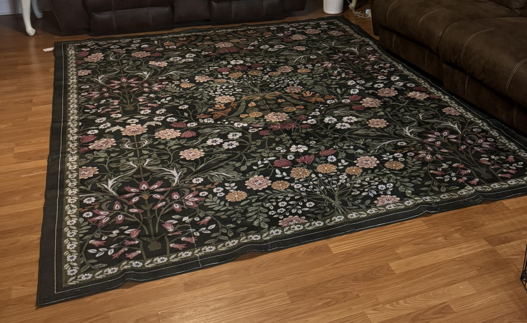PLHXFR 8x10 Area Rug Living Room: Floral Washable Boho Carpet Dark Green customer photo 2