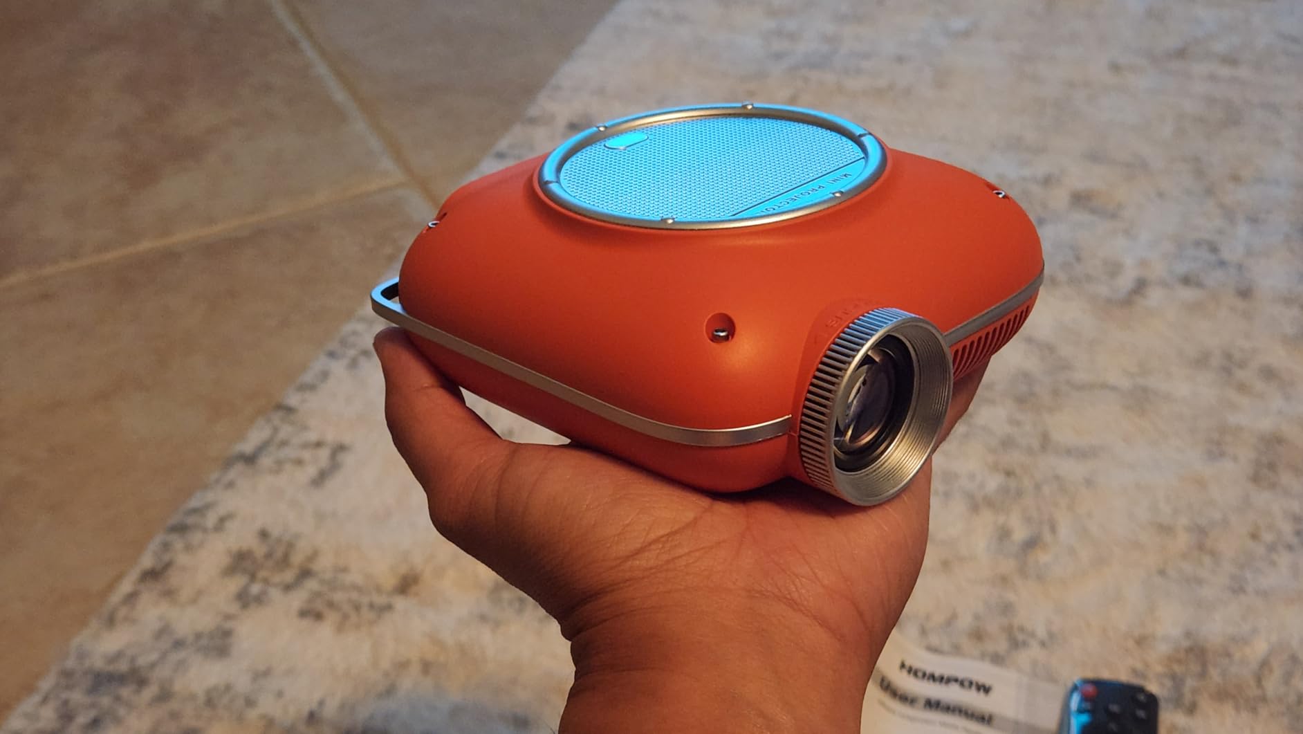 HOMPOW Mini Projector with Two -Way Bluetooth, Portable Projector for Home Theater Use, Support 1080P for Indoor/Outdoor, Movie Projector Compatible with HDMI, USB, Laptop, TV Stick (Pink)/Slide Film customer photo 1