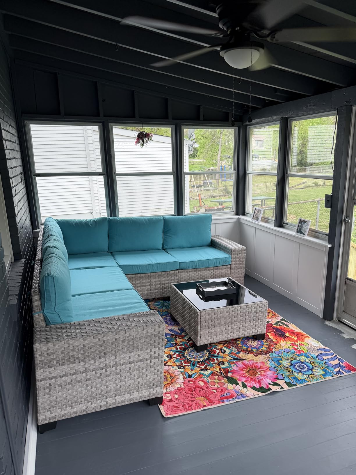 Mid Century Modern Rug for Living Room, Non-Slip Machine Washable Carpet Atomic Retro Area Rugs for Bedroom Dining Room Office Indoor Modern Home Decor 5'x7' customer photo 1