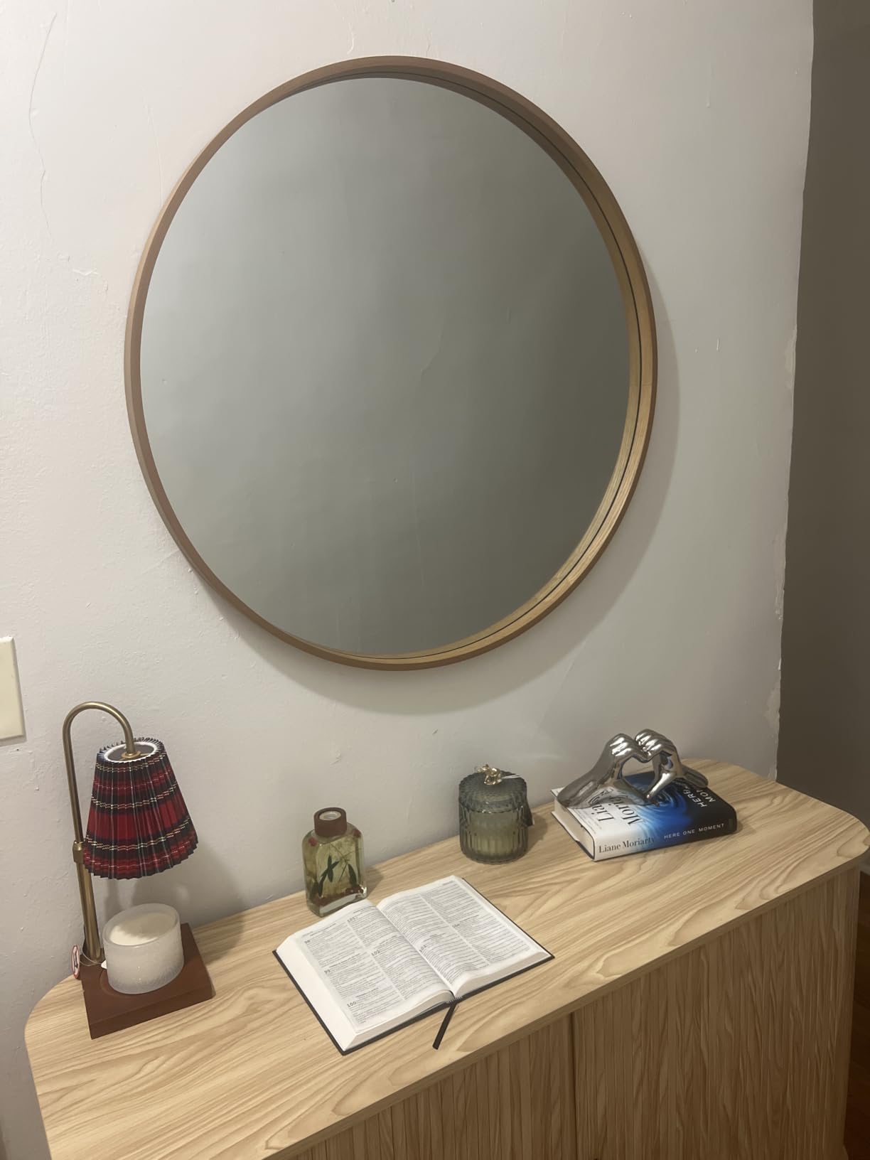 WallBeyond Round Wood Mirror, 36