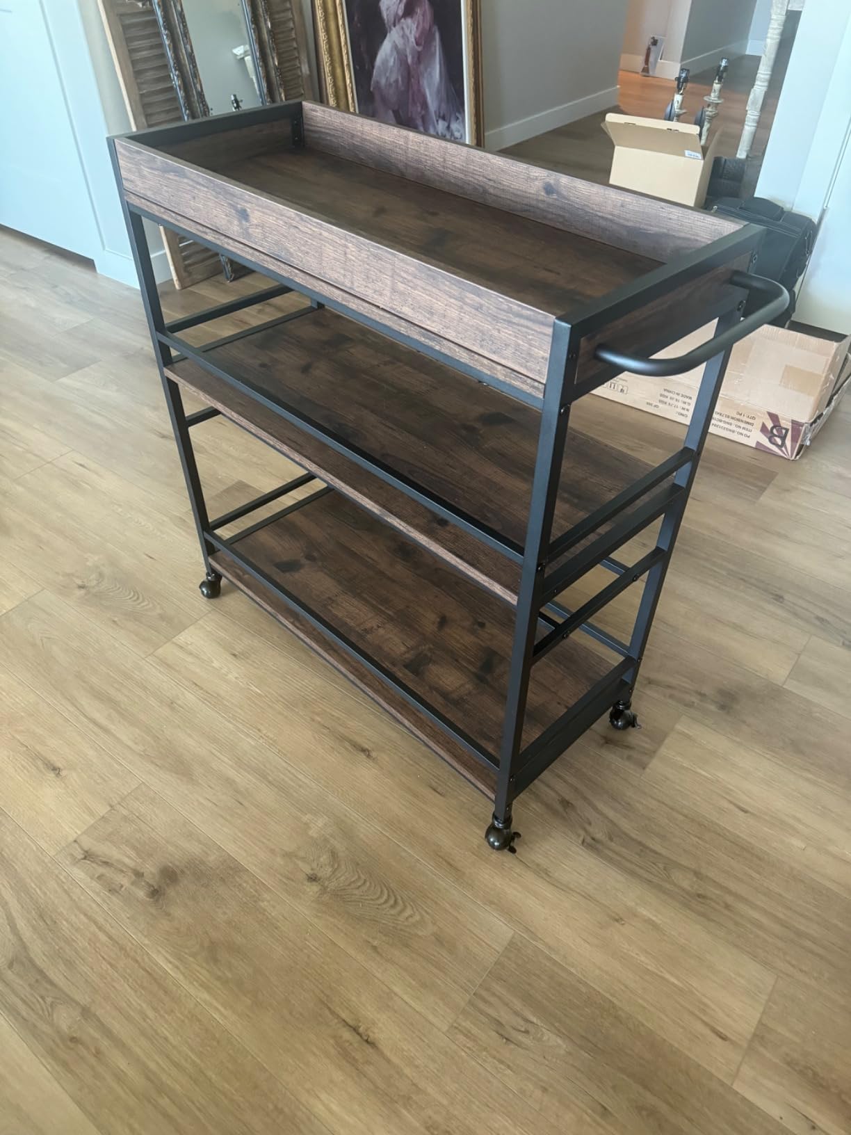 BON AUGURE Gold Bar Cart on Wheels for Home with Wine Rack & Glass Holders customer photo 2