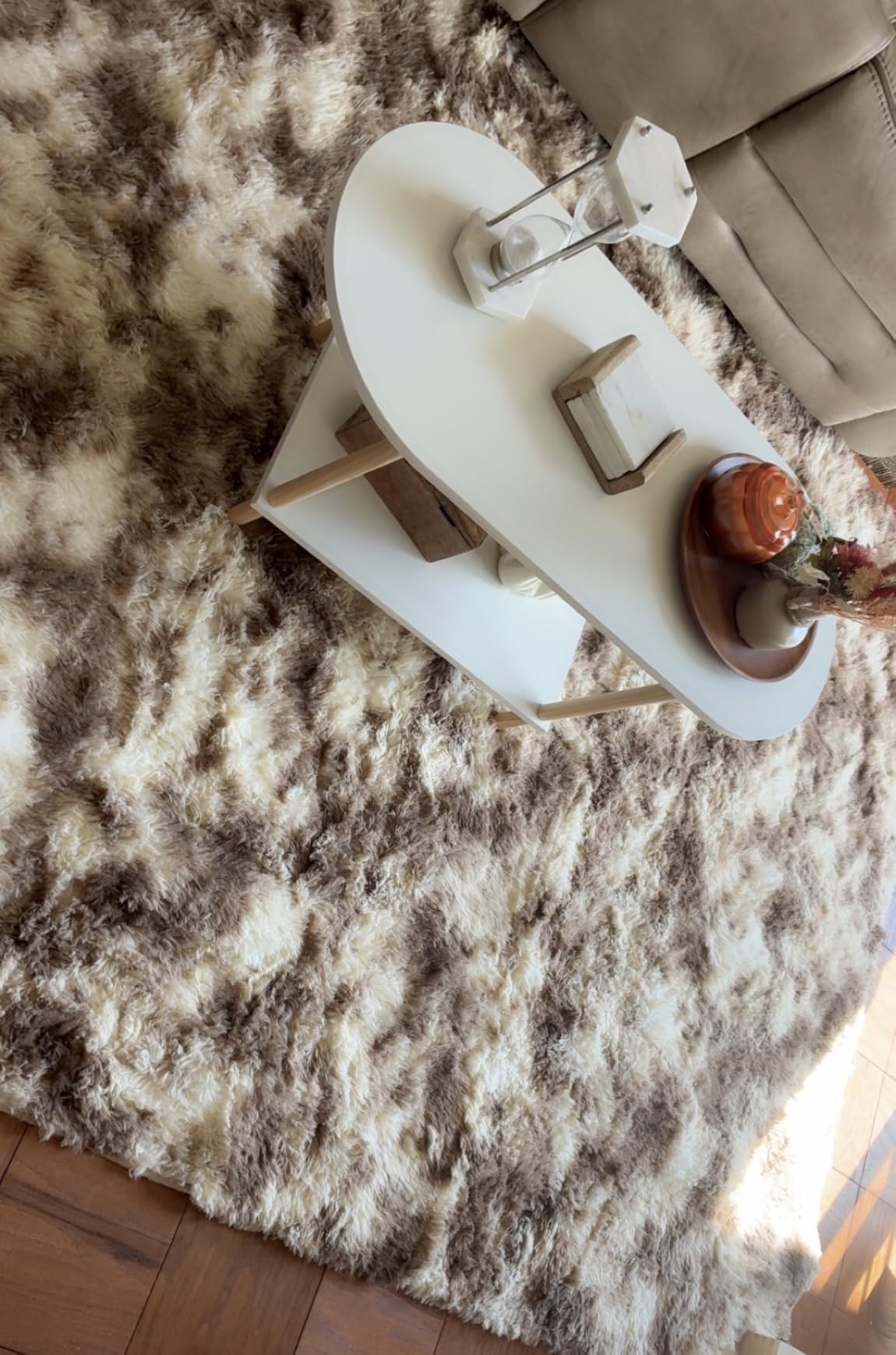 Area Rugs for Living Room, 6x9 Feet Soft Fluffy Shagg Plush Rug High Pile Large Indoor Modern Non-Slip Floor Carpet for Bedroom Nursery Kids Home Room Dorm Decor Aesthetic Tie-Dyed Khaki customer photo 2