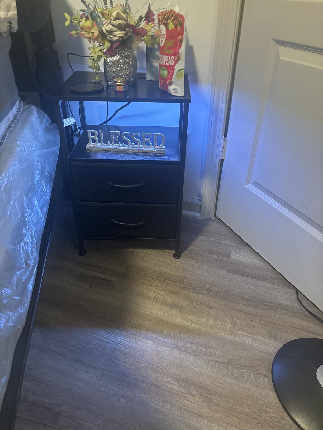 SONGMICS Nightstand with Charging Station, 2 Fabric Drawers customer photo 1