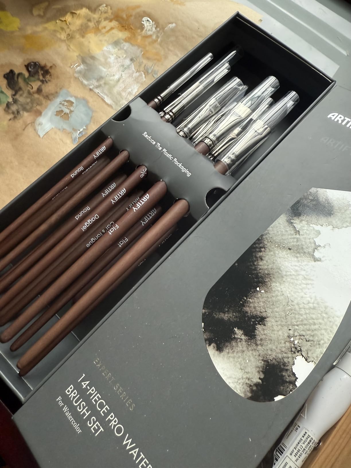 Artify Watercolor Brushes Professional, 14pcs Mixed Squirrel Hair Watercolor Paint Brush Set - Balanced Spring & Watercolor Absorption & Paint Release, Round/Flat/Filbert/Angled/Liner Tips customer photo 1
