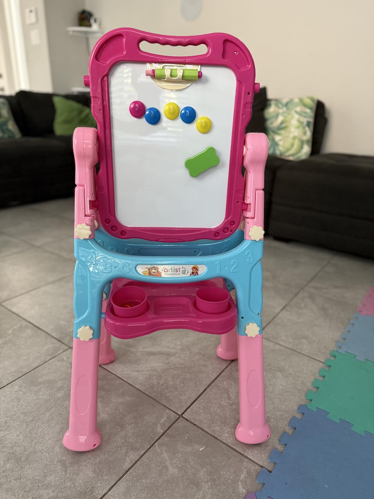 Amagoing Easel for Kids, Adjustable Standing Art Easel for Toddler, Double Magnetic Drawing Board with Painting Accessories, Birthday Christmas Gift for Little Boys Girls, Middle Size (Purple Pink) customer photo 2