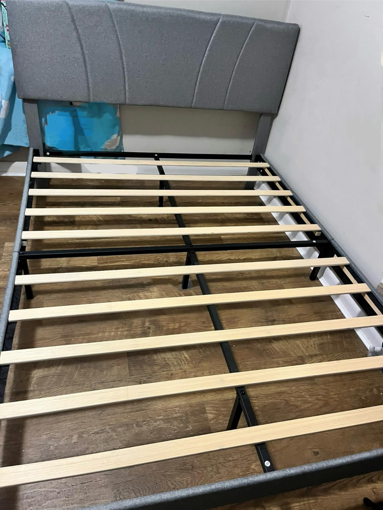 Novilla King Bed Frame and Headboard, King Bed Frame, Velvet Upholstered Bed Frames, No Box Spring Needed, Heavy Duty Feet, Easy Assembly, Black Velvet customer photo 2