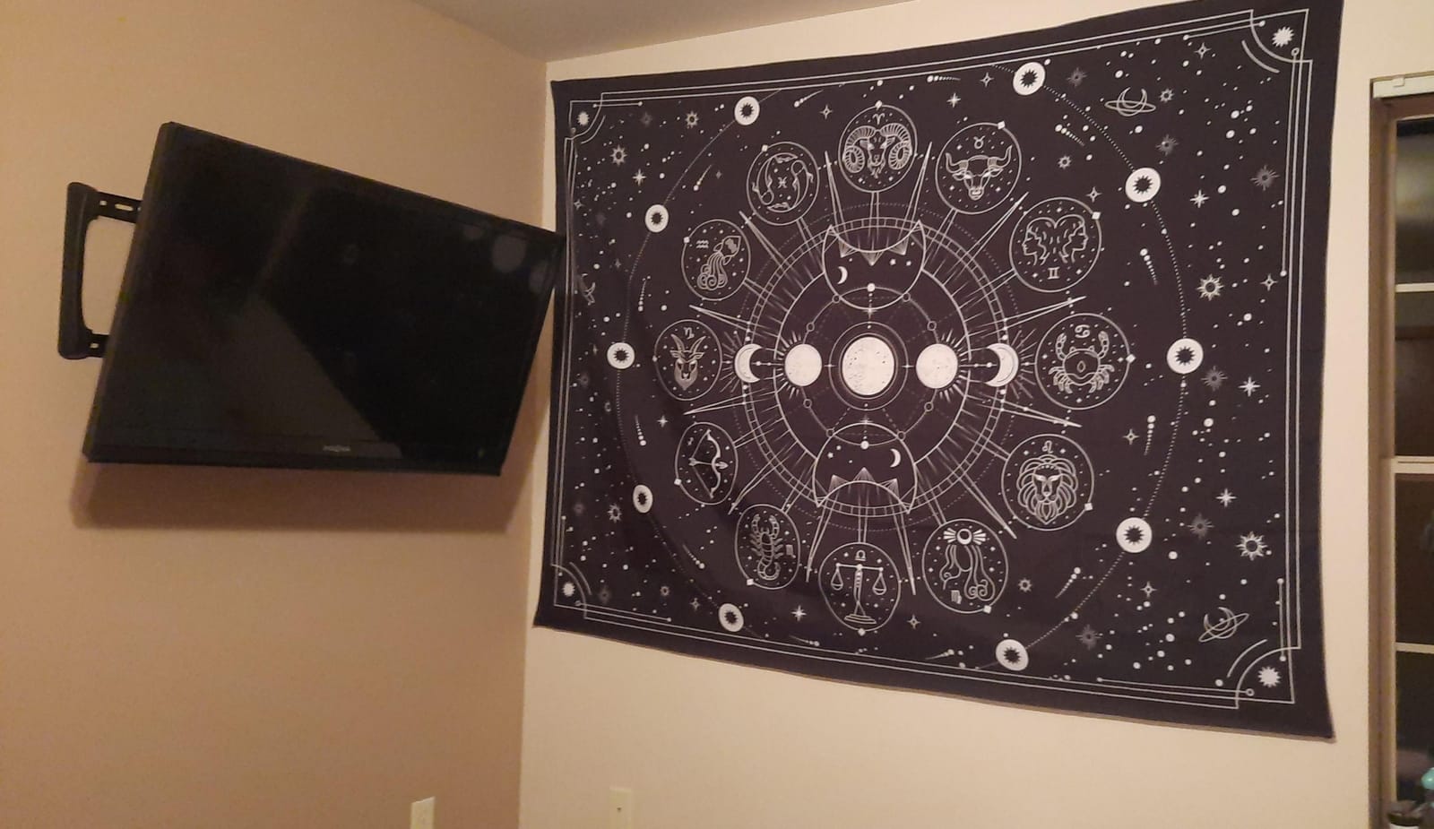 ARTCREATOR Sun and Moon Tapestry, Black Golden Mandala Tapestries Astrology Space Wall Hanging Boho Hippie Decor for Bedroom, Living Room, Ceiling (51