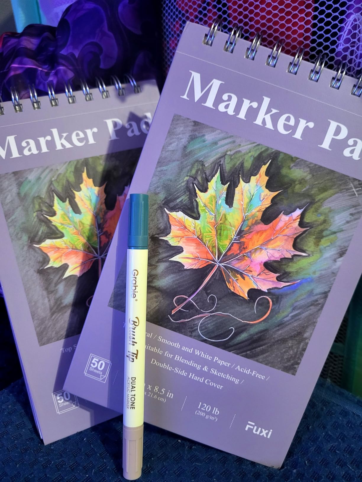 Fuxi Marker Paper Pad, 120lb/200gsm Art Paper of Markers, 2-Pack, 50 Sheets Per Pad (5.5
