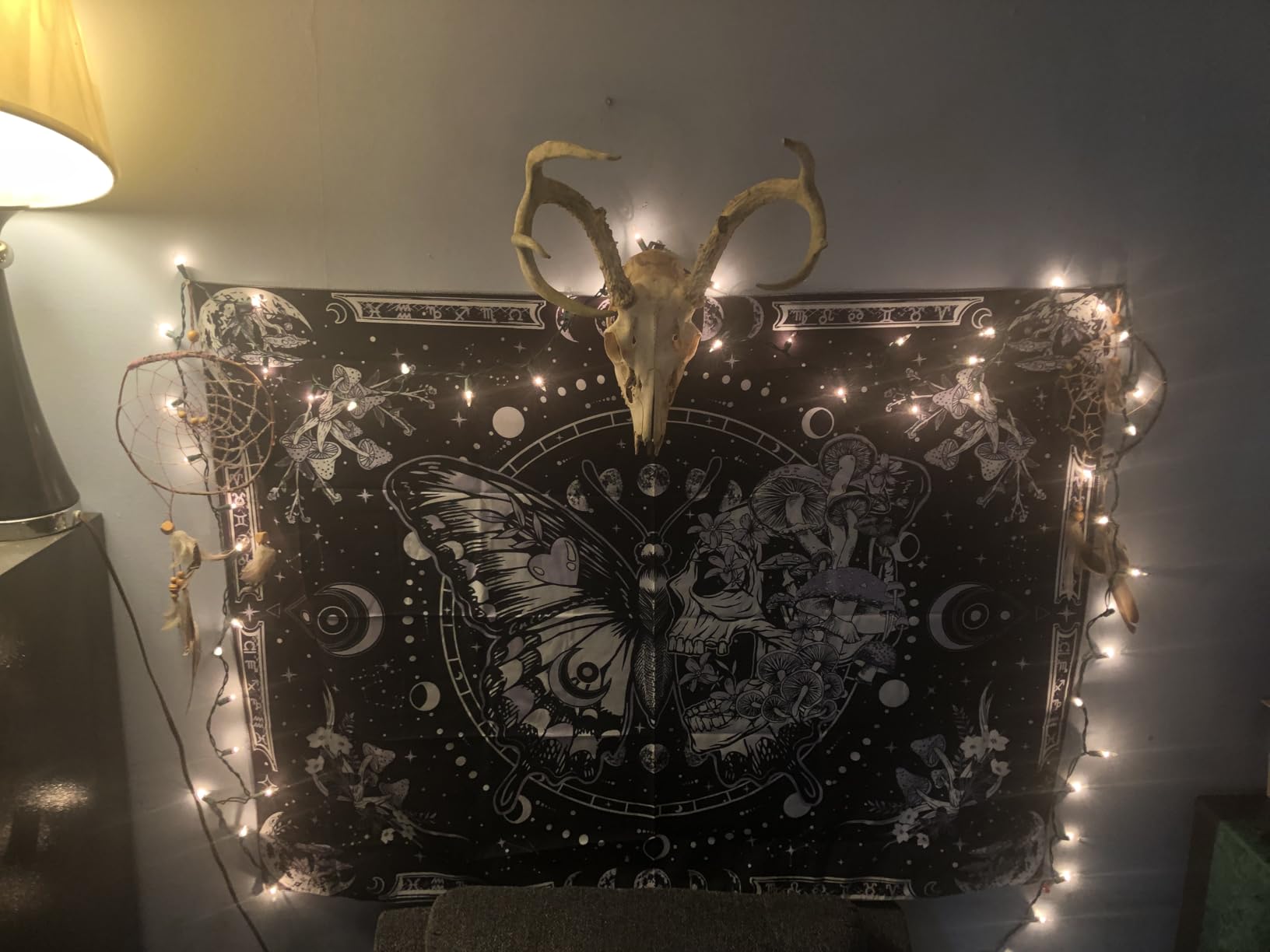 Fungarth Sun and Moon Tapestry Hippie Boho Floral Wall Tapestry for Bedroom Aesthetic Vintage Plant Celestial Spiritual Botanical Large Tapestries Wall Hanging for Living Room Dorm 80 x 60 Inch customer photo 1