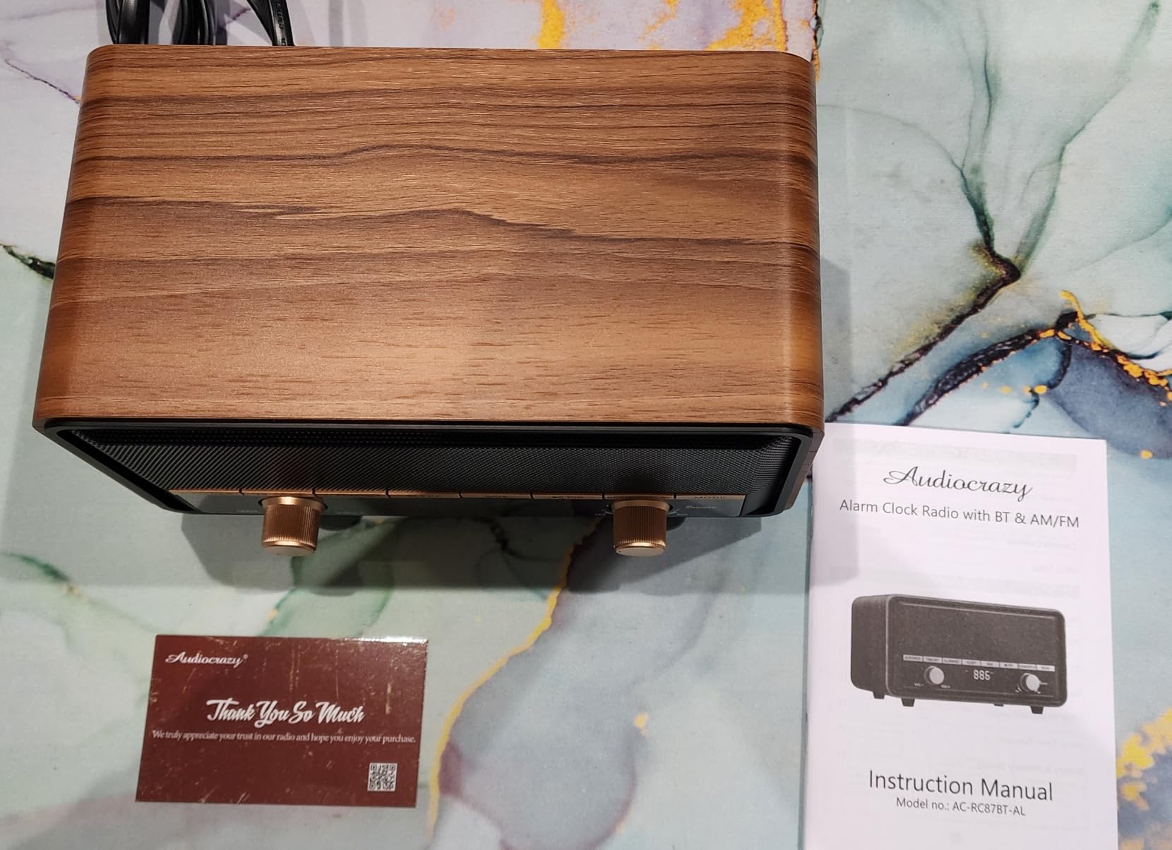 Vintage Wooden AM FM Radio Bluetooth Clock Radio for Bedroom customer photo 2