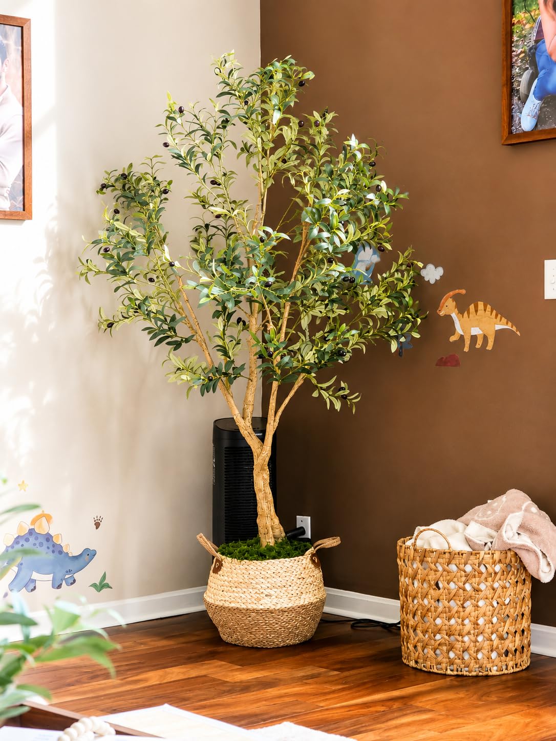 Realead 5ft Olive Trees Artificial Indoor with White Tall Exquisite Planter customer photo 2