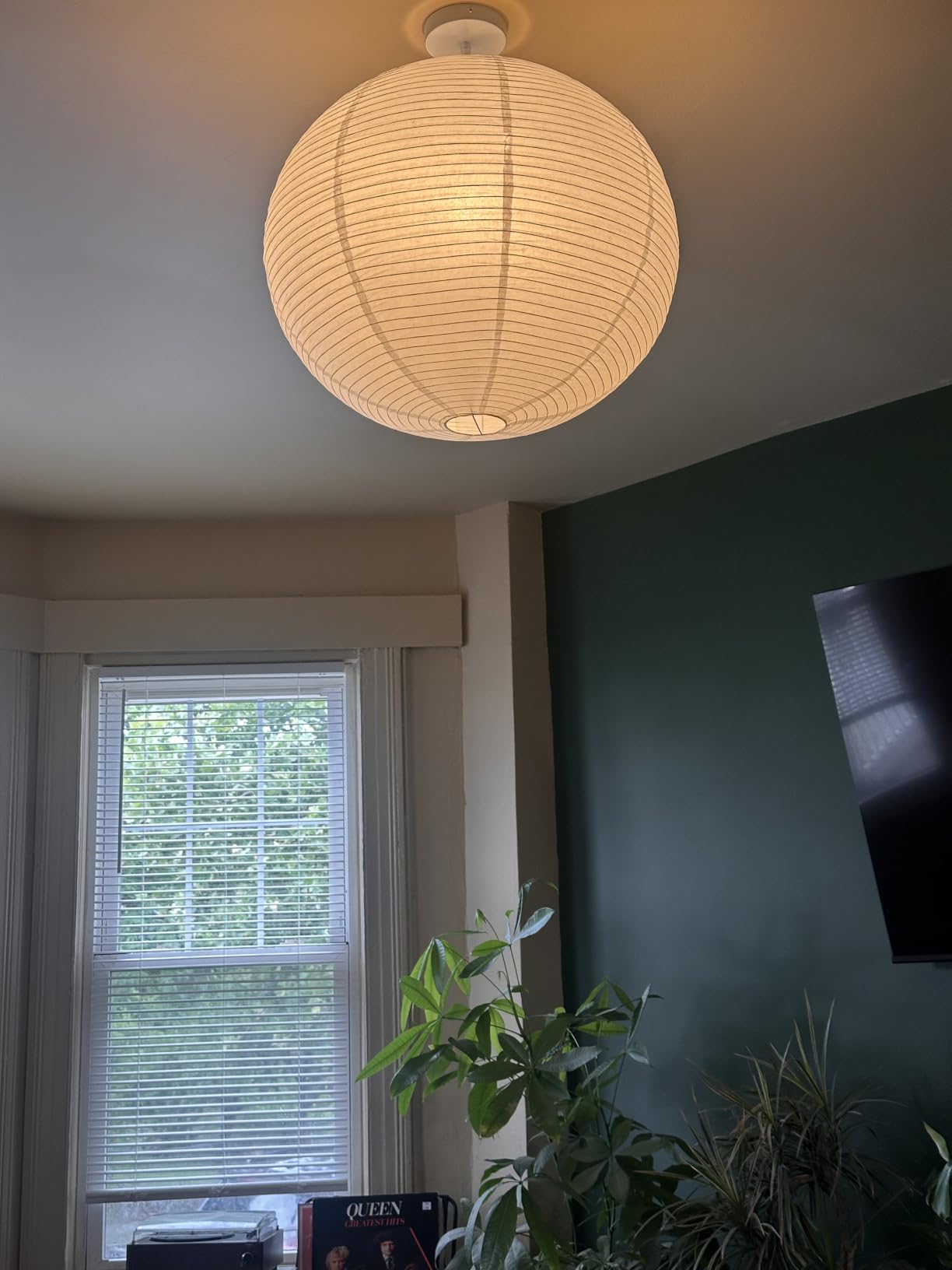 Large Paper Pendant Light with Cord and Canopy, 20in Off-White customer photo 1