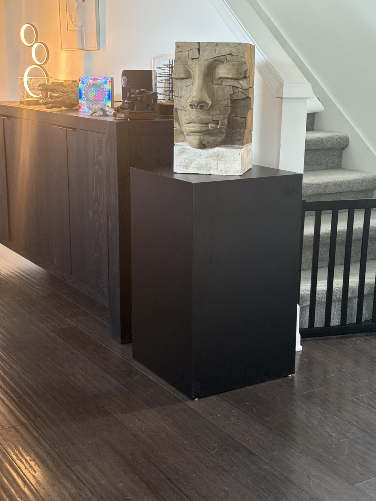 shopPOPdisplays Black Laminate Display Pedestal - Fully Assembled - Museum-Quality for Sculptures, Retail Displays, Trophies with Matte Finish - 200 lb. Capacity (12