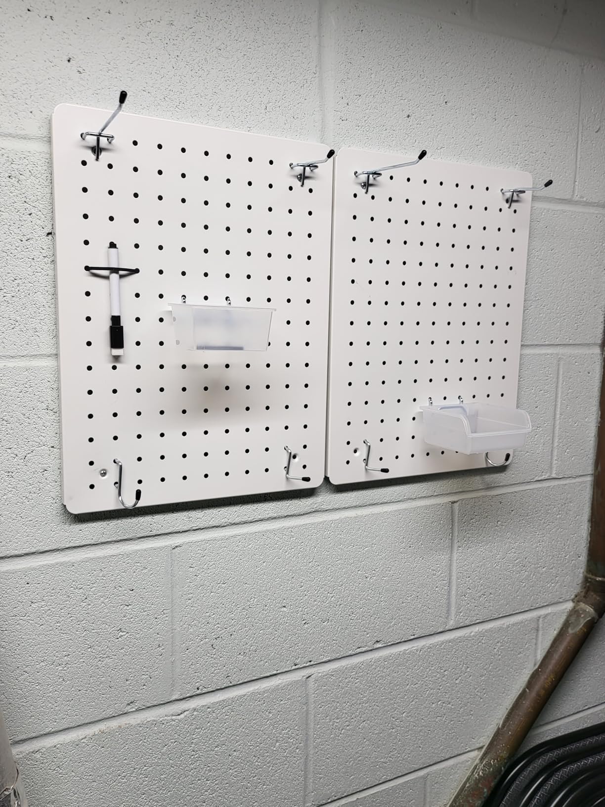 Pegboard Organizer Kit, 4 Pack 12 x 16 in Metal Panels with 6 Bins, White customer photo 2