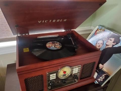 Victrola Quincy - 6-in-1 Bluetooth Record Player - Walnut customer photo 2