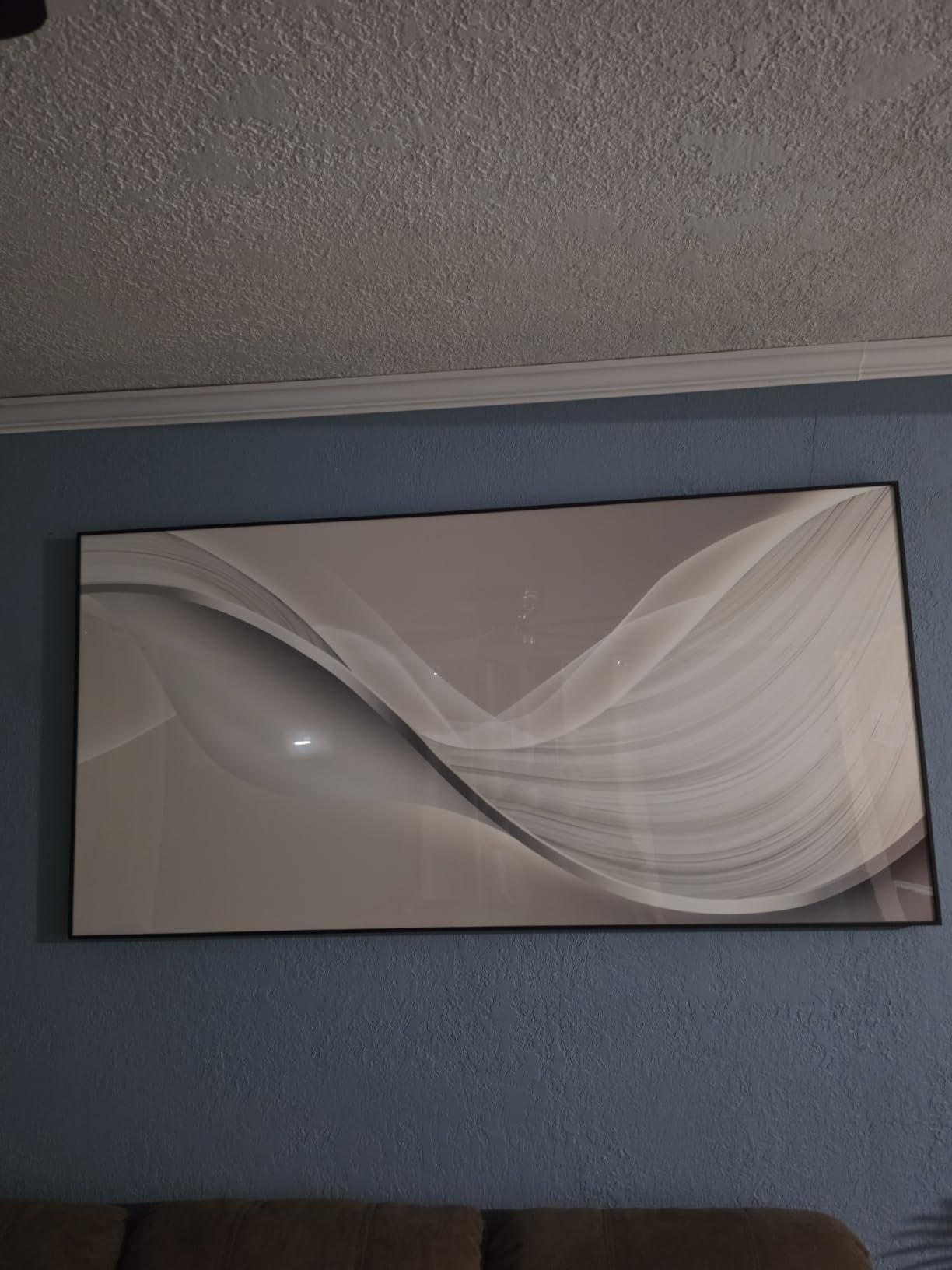 Large Framed Brown Moody Abstract Wall Art, 1 Piece Vertical 30x60 In customer photo 1