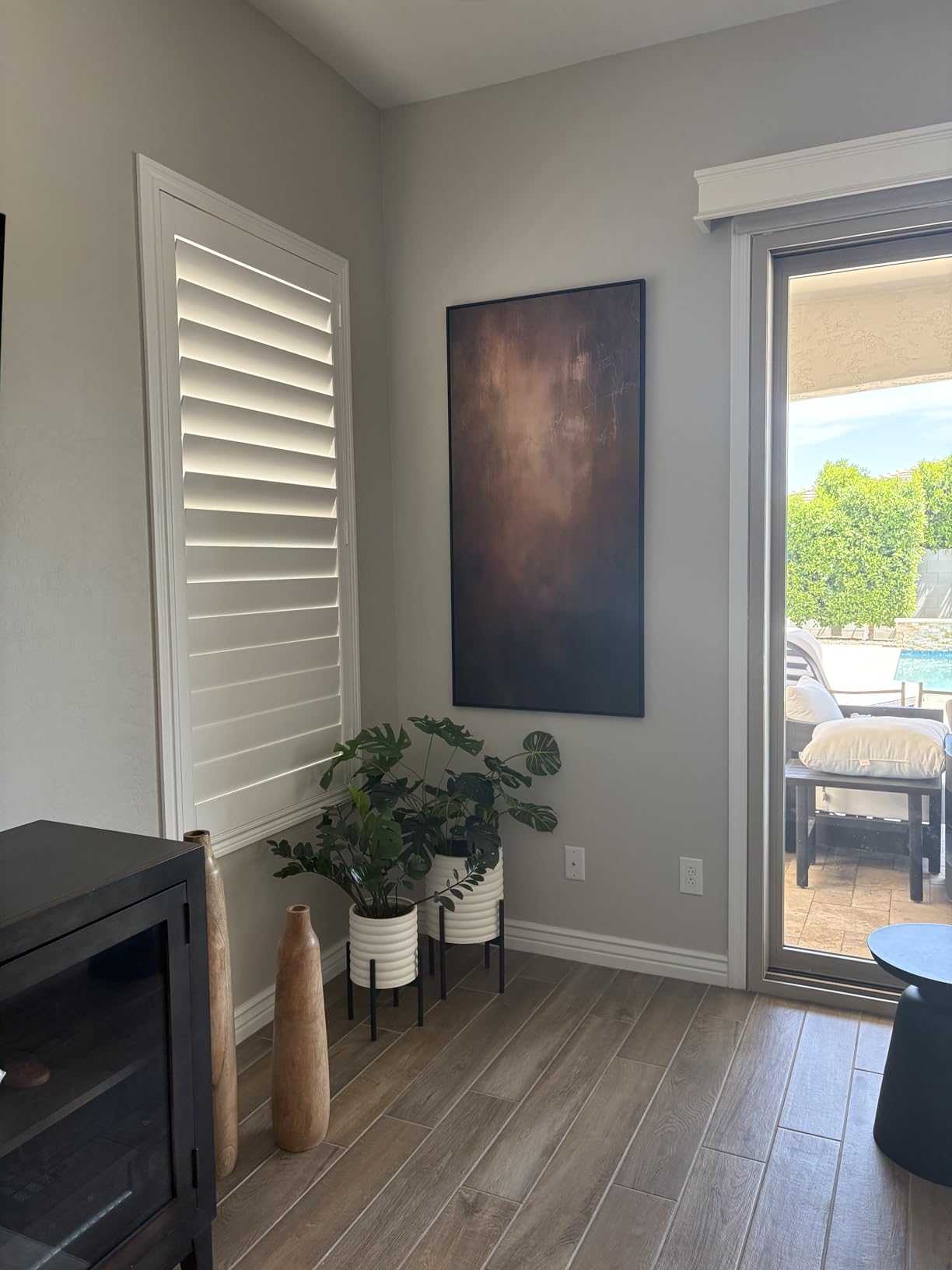 Large Framed Brown Moody Abstract Wall Art, 1 Piece Vertical 30x60 In customer photo 2