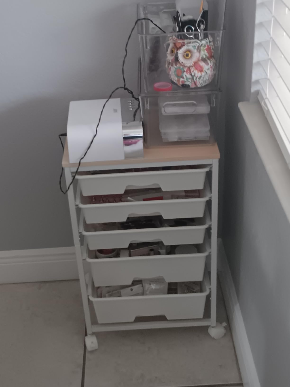 SUNALLY Rolling Carts With 5 Drawers, Storage Drawer Carts for Craft, White customer photo 1