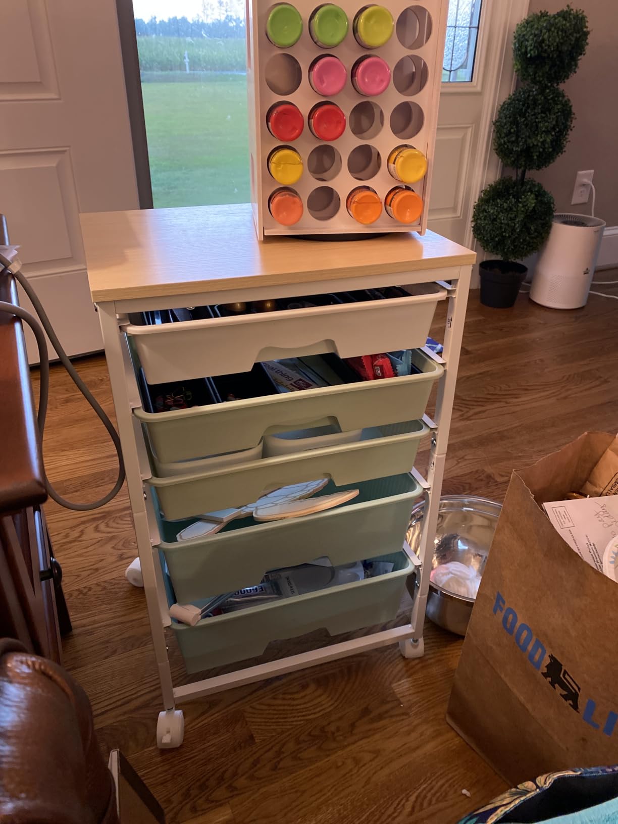 SUNALLY Rolling Carts With 5 Drawers, Storage Drawer Carts for Craft, White customer photo 2