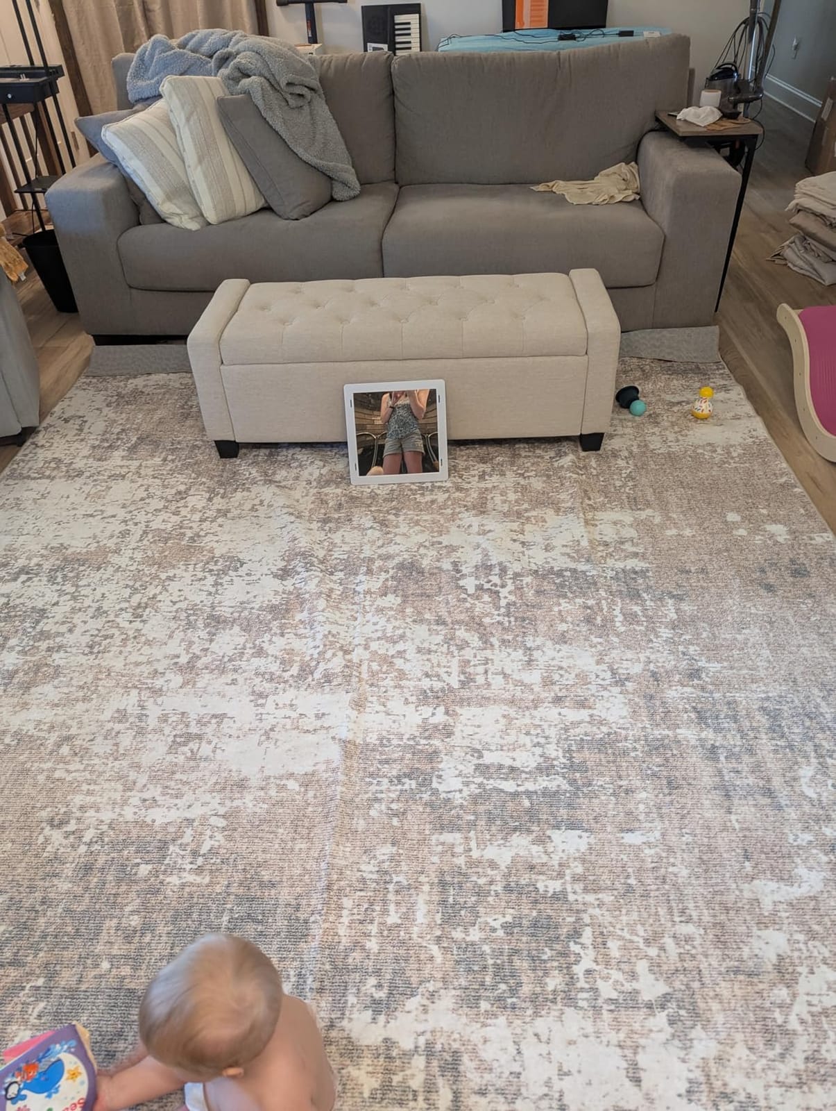 PureCozy 8x10 Area Rug Beige Abstract Modern customer photo 2