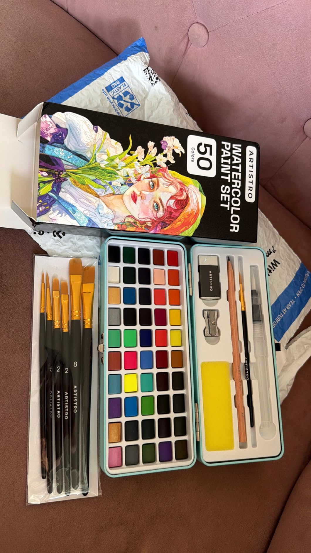 ARTISTRO Watercolor Paint Set - Travel Art Kit - 50 Colors customer photo 1