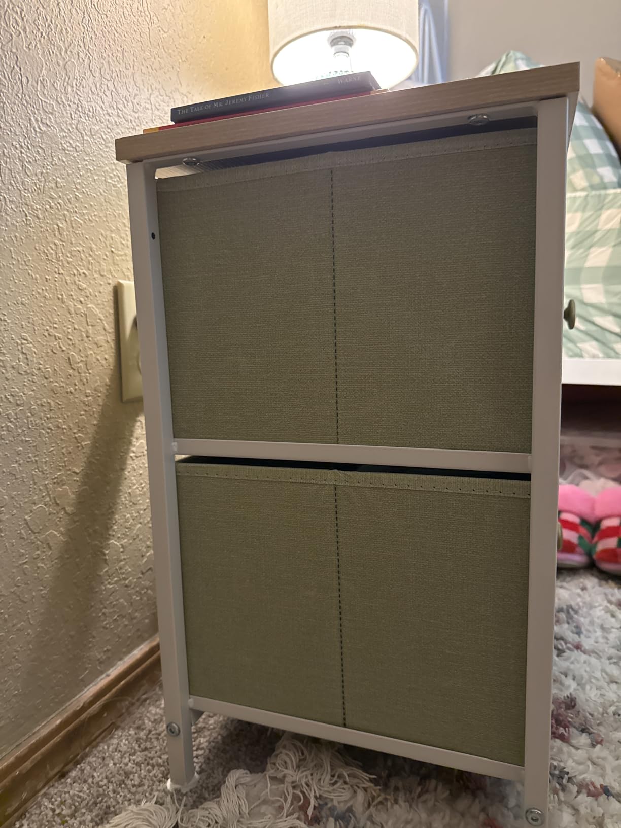 Sweetcrispy Nightstands Set of 2 with 2 Storage Drawer, Small Bedside Table customer photo 2