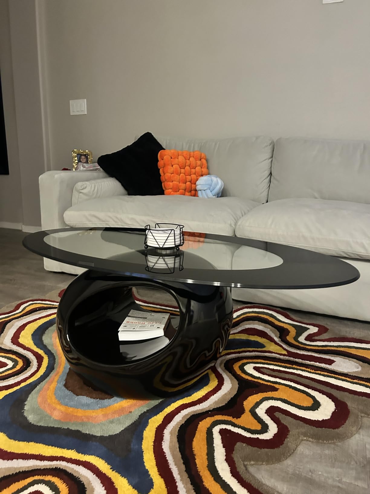 Irregular Cloud Coffee Table with Storage Drawer, Modern Center Tables customer photo 2