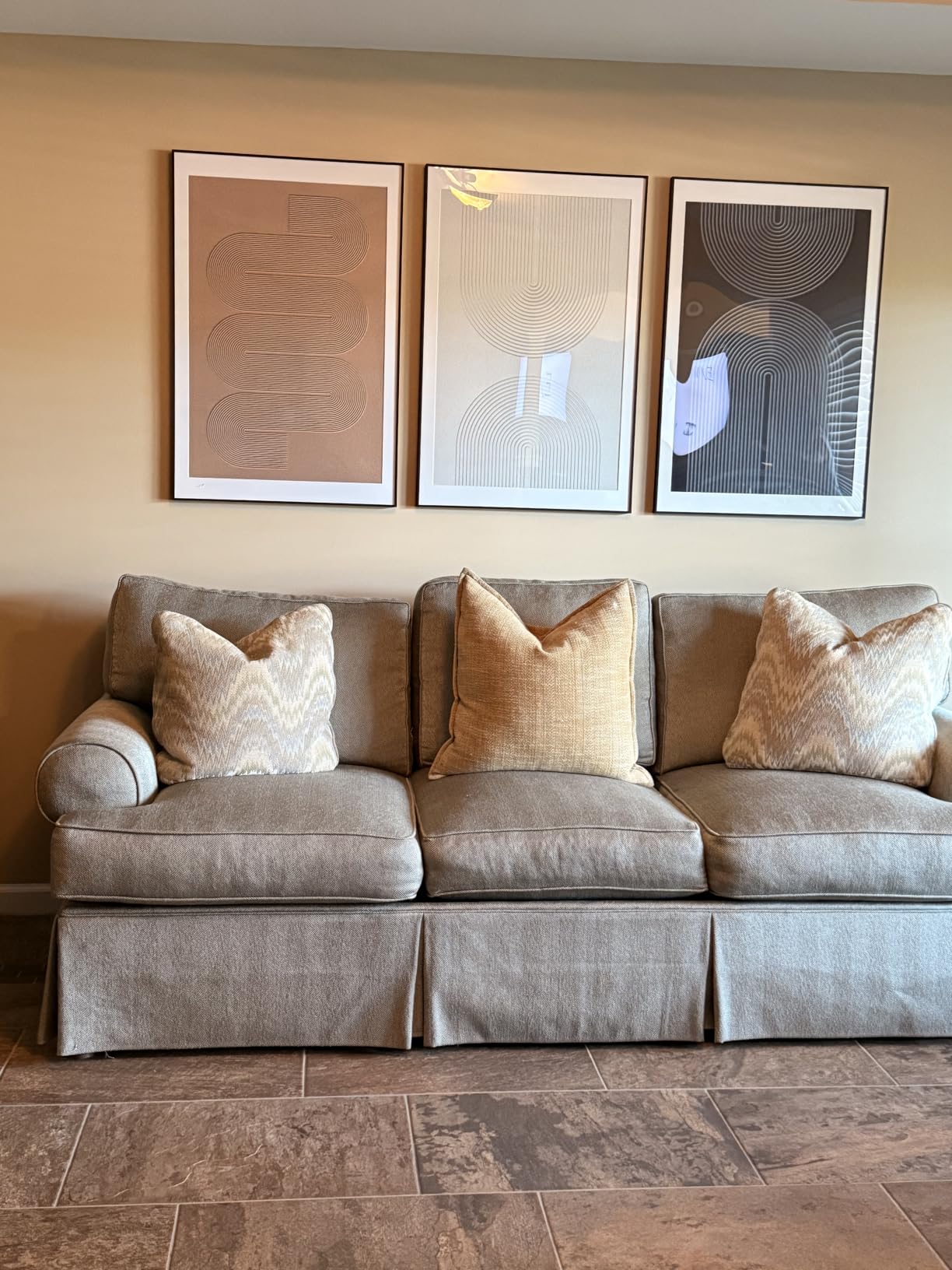 Large Framed Gold Abstract Wall Art for Living Room, 3 Piece Canvas Prints customer photo 1