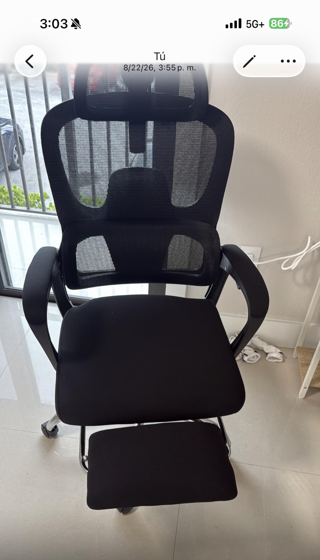 Ergonomic Office Chair with Footrest, 90-145° Reclining Mesh Desk Chair customer photo 1