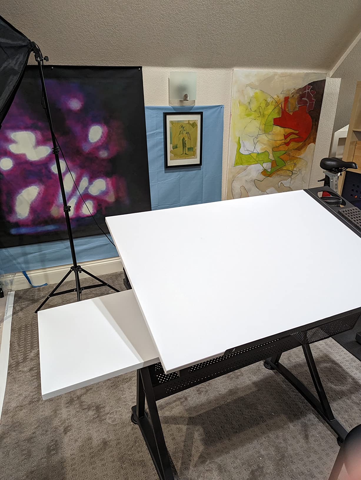 Studio Designs Fusion Drafting Table with Integrated LED Light Pad, Height & Angle Adjustable Tempered Glass Light Table, Artograph Light Pad, Storage Drawers & Side Shelf customer photo 2